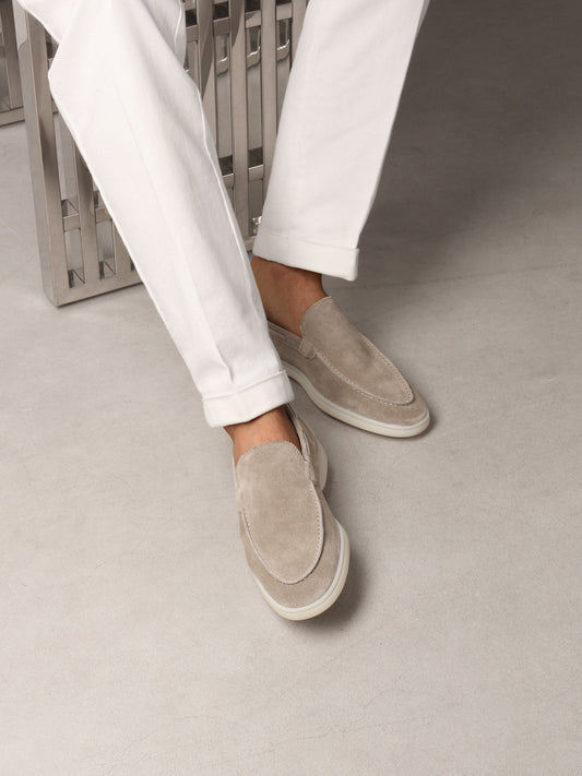 Heren Loafers van Suède Lichtgrijs