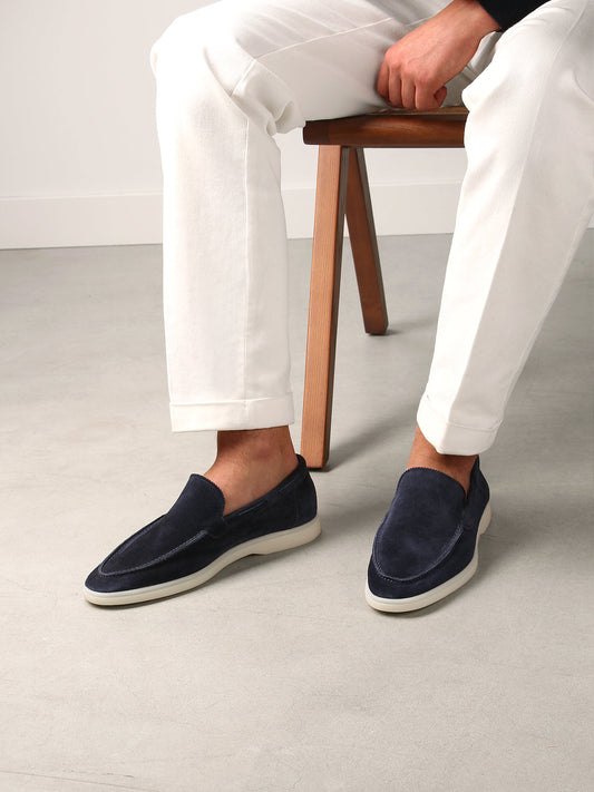 Heren Loafers van Suède Donkerblauw