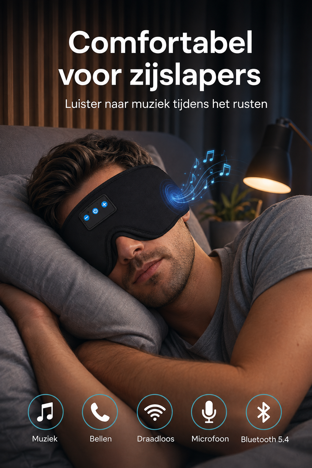 Slaapmasker met Bluetooth – 3D Oogmasker met Ingebouwde Koptelefoon