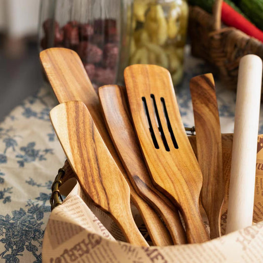 Noren | Houten keukengerei set met lepels en spatels, 5-delig
