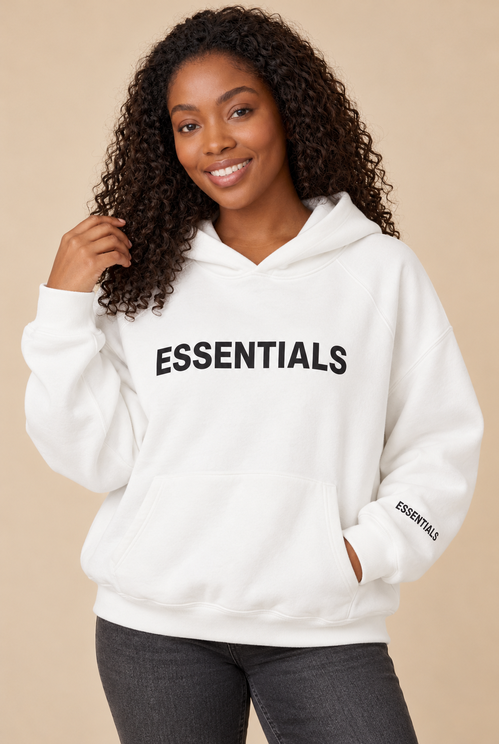 Hoodie dames | Oversized model met ESSENTIALS-opdruk