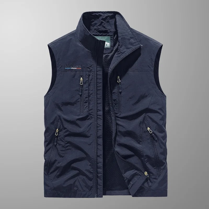 Loïc | Bodywarmer heren met opstaande kraag en vier ritszakken