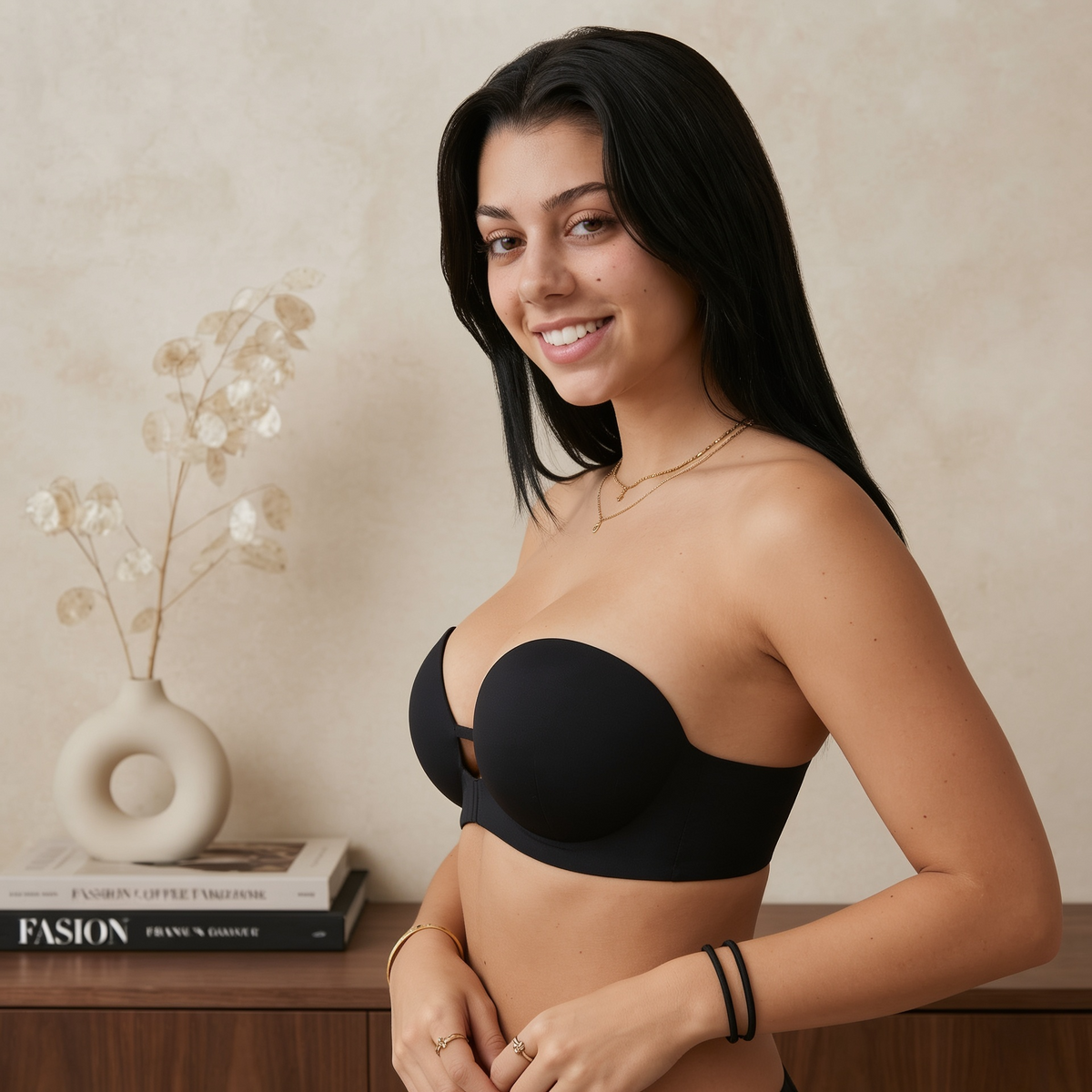 Camellia™ Strapless Push-Up BH met Voorsluiting – Antislip & Draadloos