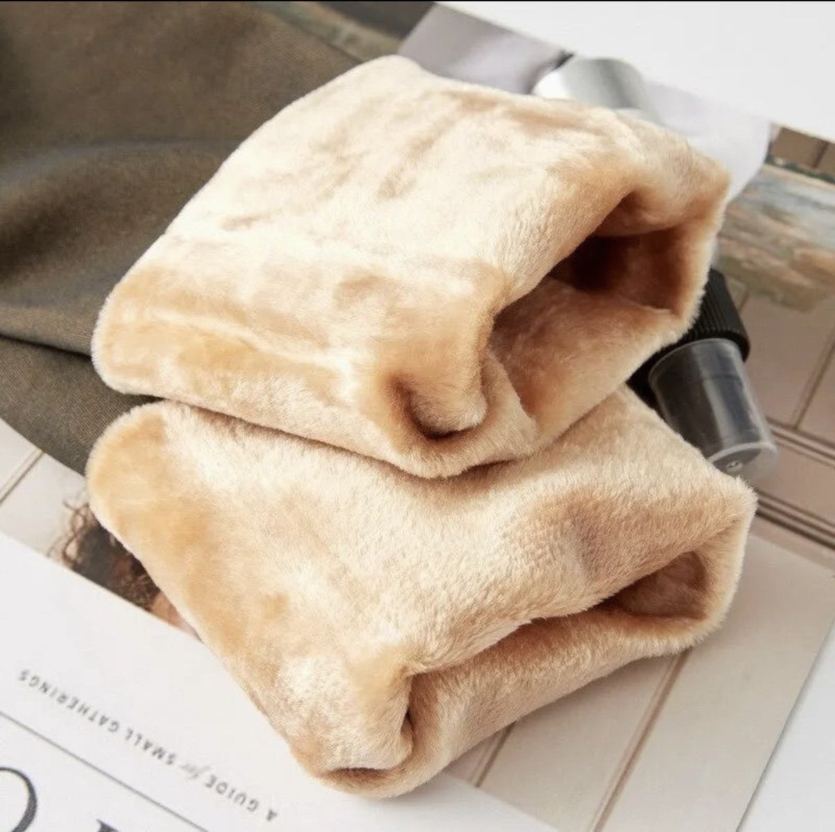 Fake Translucent Fleece Panty - Black