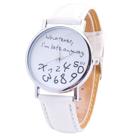 Noémie | Dameshorloge met speelse wijzerplaat en kunstleren band
