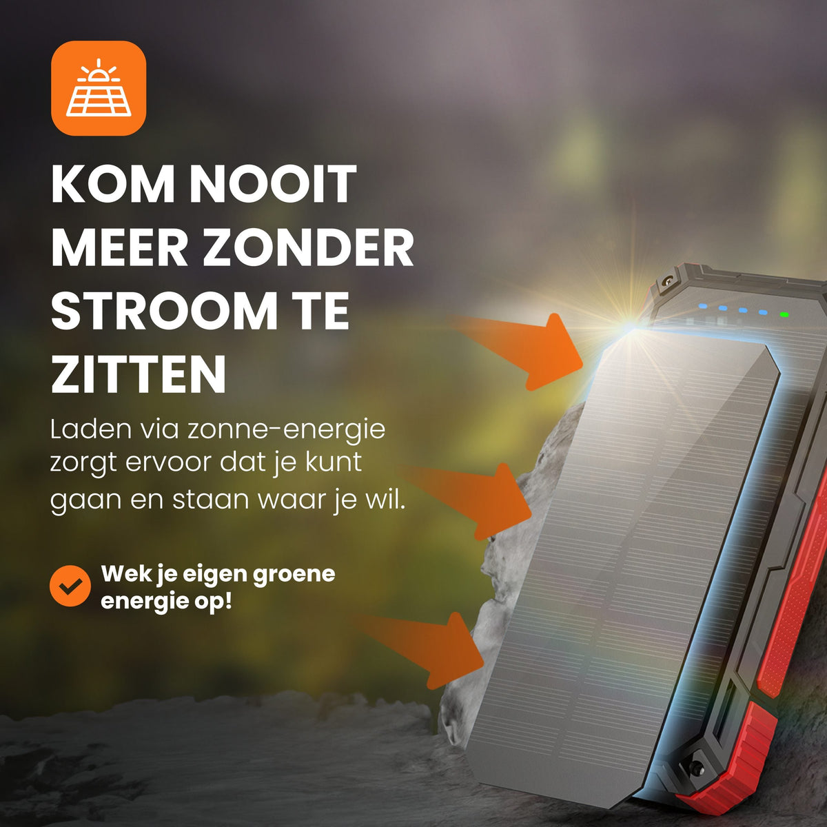 Spark 2 – Solar powerbank 30000 mAh met ingebouwde kabels