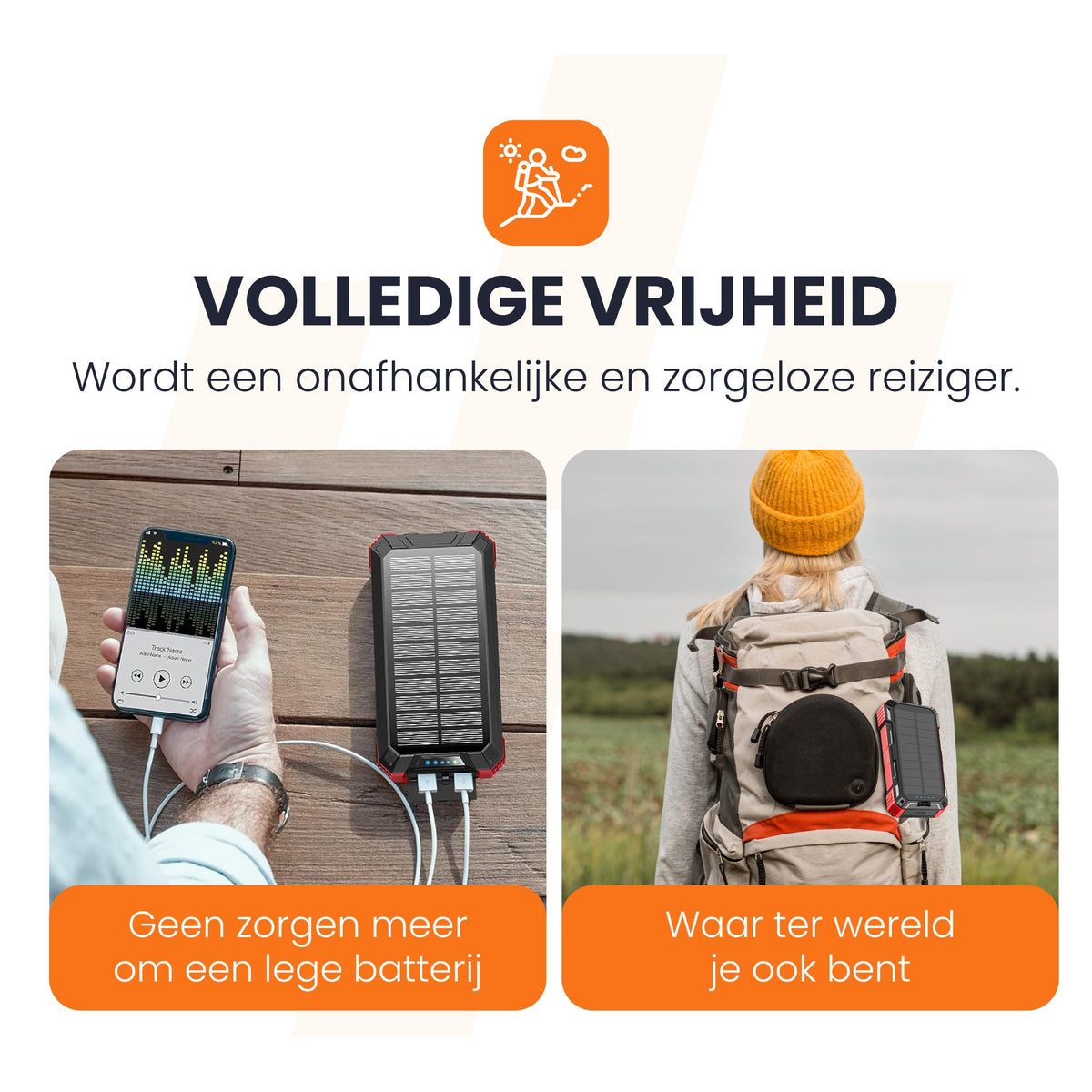 Spark 2 – Solar powerbank 30000 mAh met ingebouwde kabels