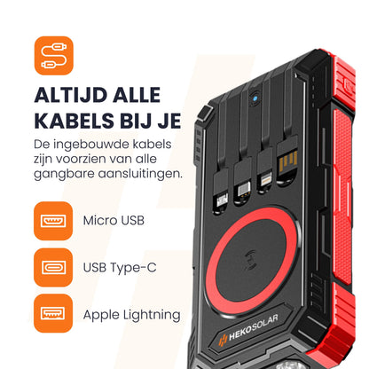 Spark 2 – Solar powerbank 30000 mAh met ingebouwde kabels