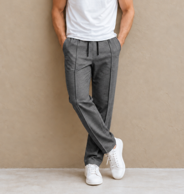 Herenbroek met elastische tailleband en trekkoord