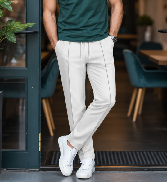 Herenbroek met elastische tailleband en trekkoord