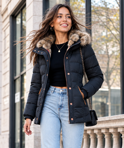 Maren | Getailleerde winterparka voor dames met capuchon