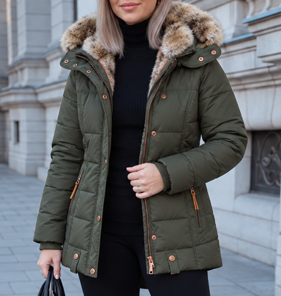 Maren | Getailleerde winterparka voor dames met capuchon