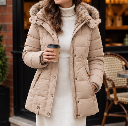 Maren | Getailleerde winterparka voor dames met capuchon