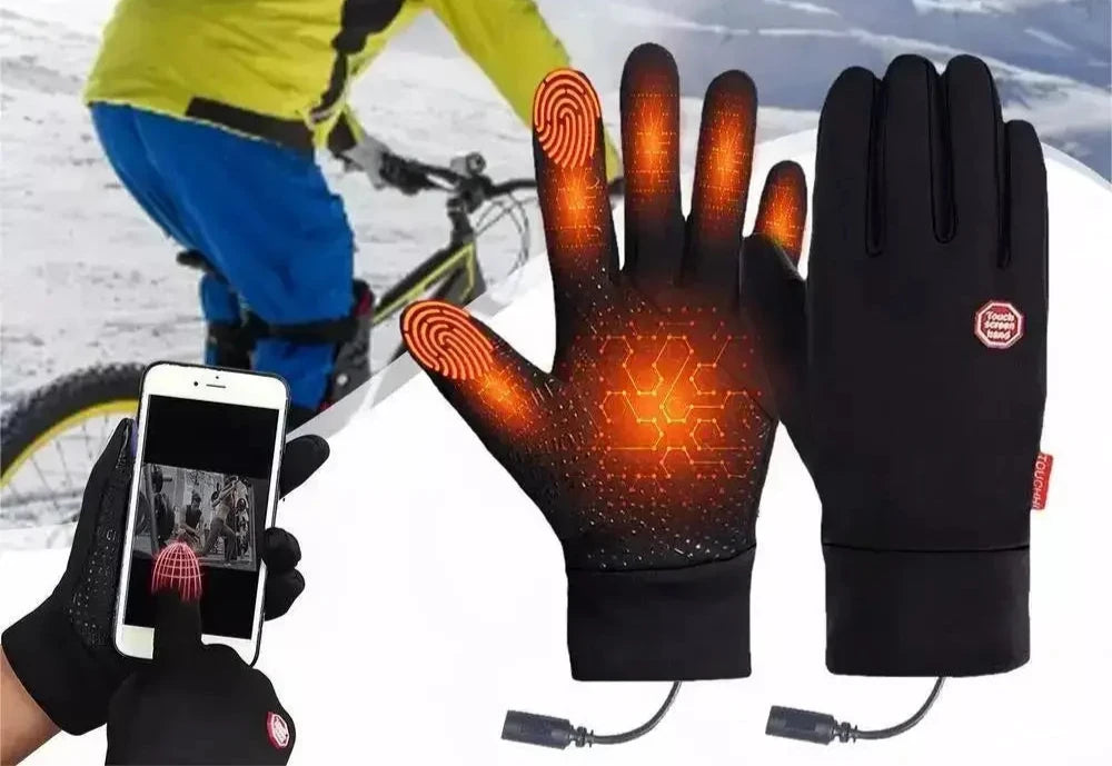 Verwarmde winterhandschoenen met touchscreen en geïntegreerde voeding