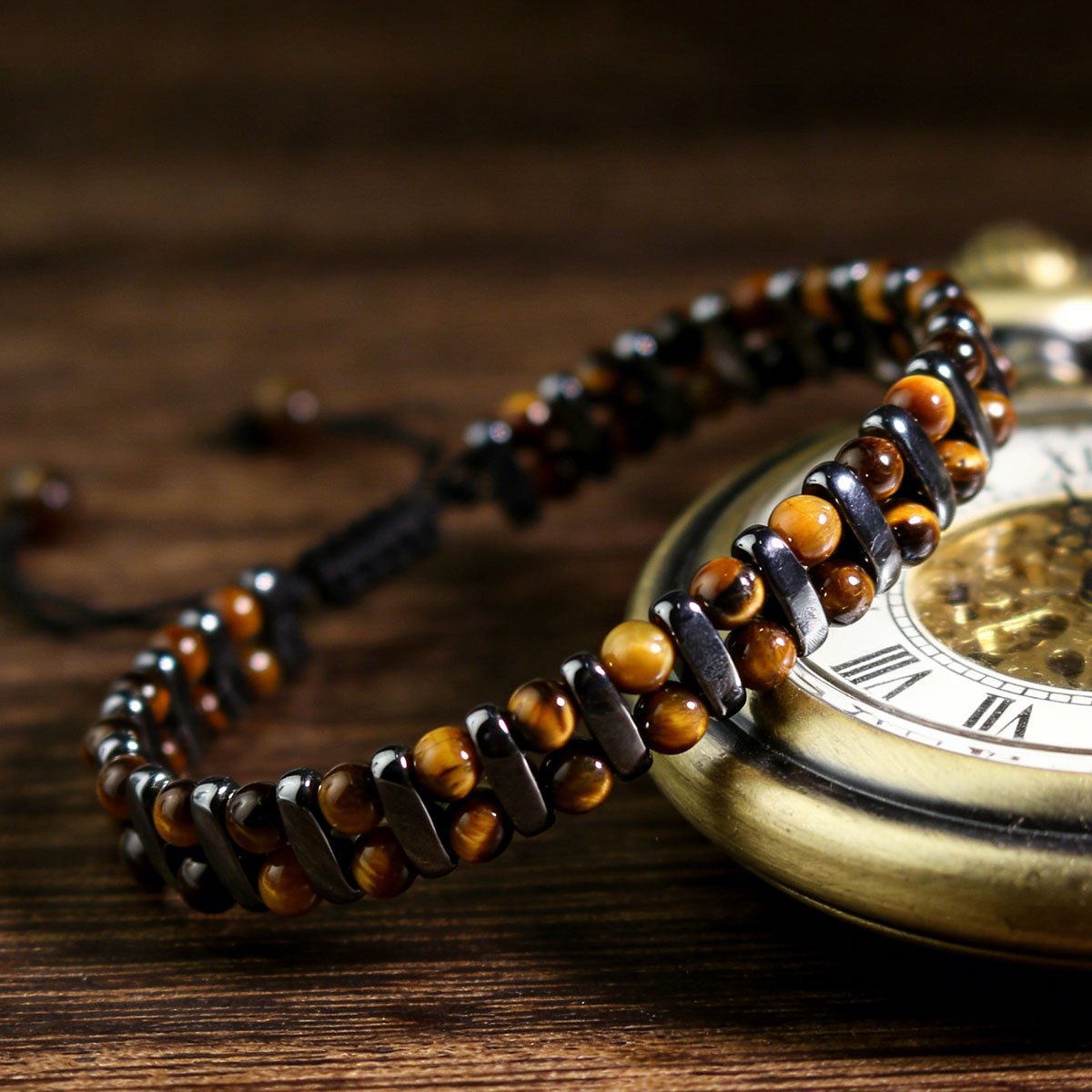 Kian | Verstelbare tijgeroog armband voor heren en dames