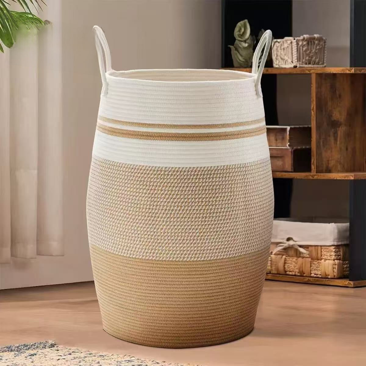 Katoenen Wasmand en Opbergmand met Handvatten 65 cm