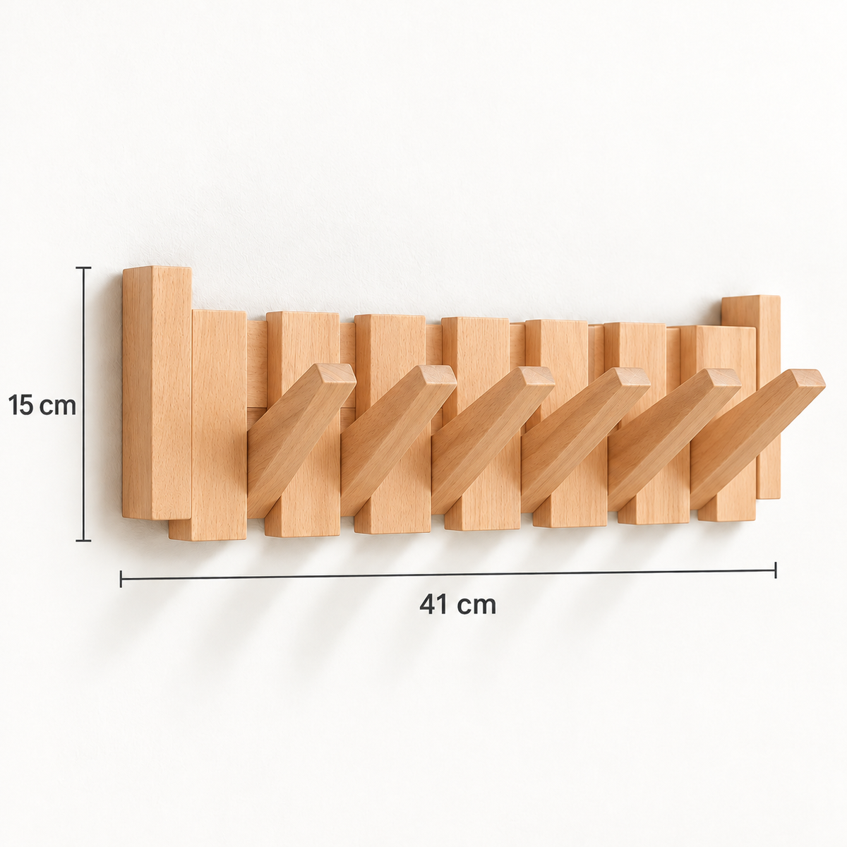 Clavis | Houten piano kapstok met inklapbare haken