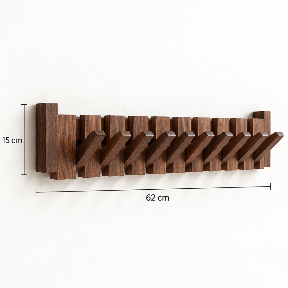 Clavis | Houten piano kapstok met inklapbare haken