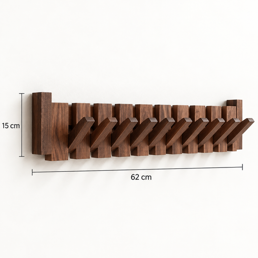 Clavis | Houten piano kapstok met inklapbare haken