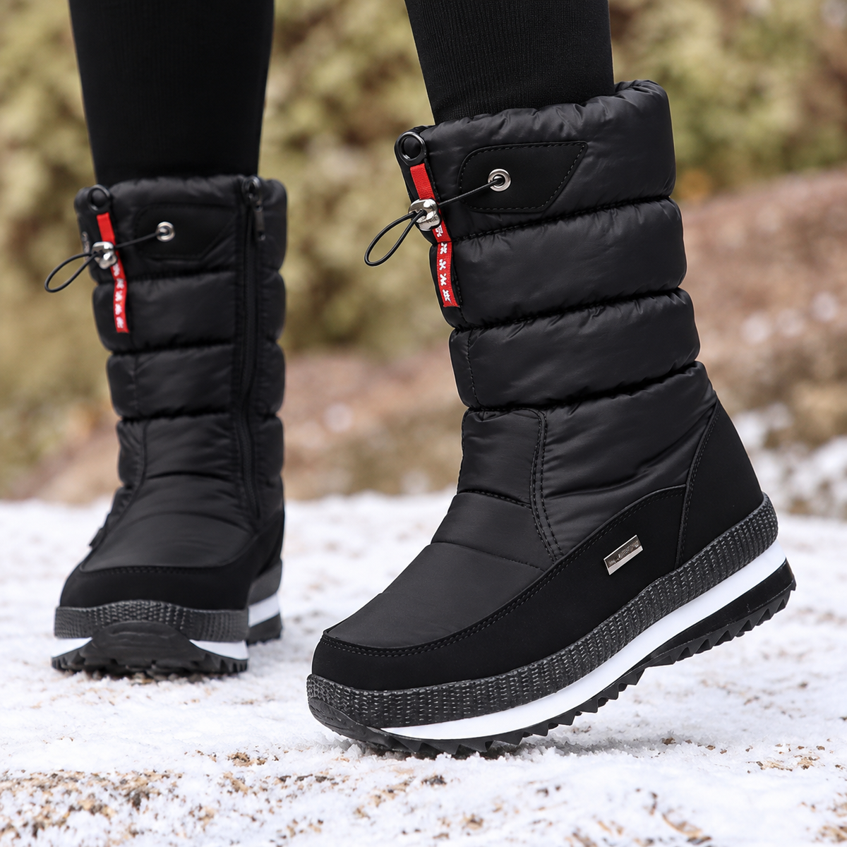 Mana | Gevoerde snowboots voor dames met zijrits
