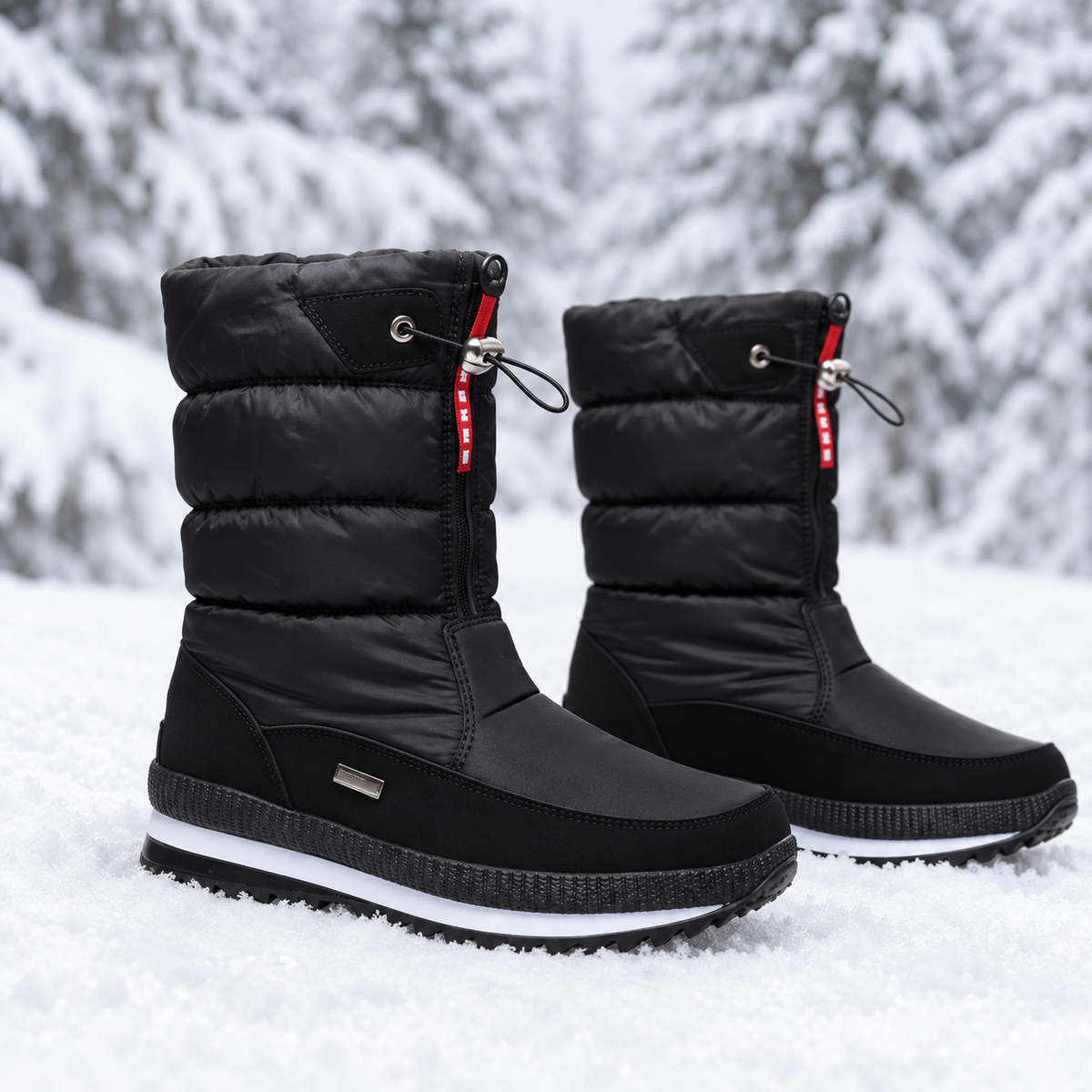 Mana | Gevoerde snowboots voor dames met zijrits