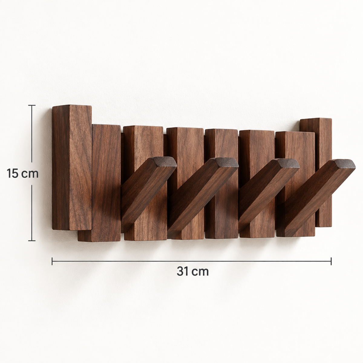 Clavis | Houten piano kapstok met inklapbare haken