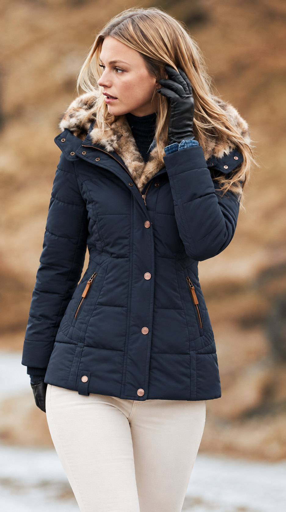 Maren | Getailleerde winterparka voor dames met capuchon
