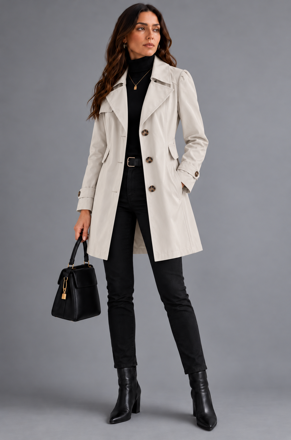 Klara | Dames trenchcoat met reverskraag en knoopsluiting