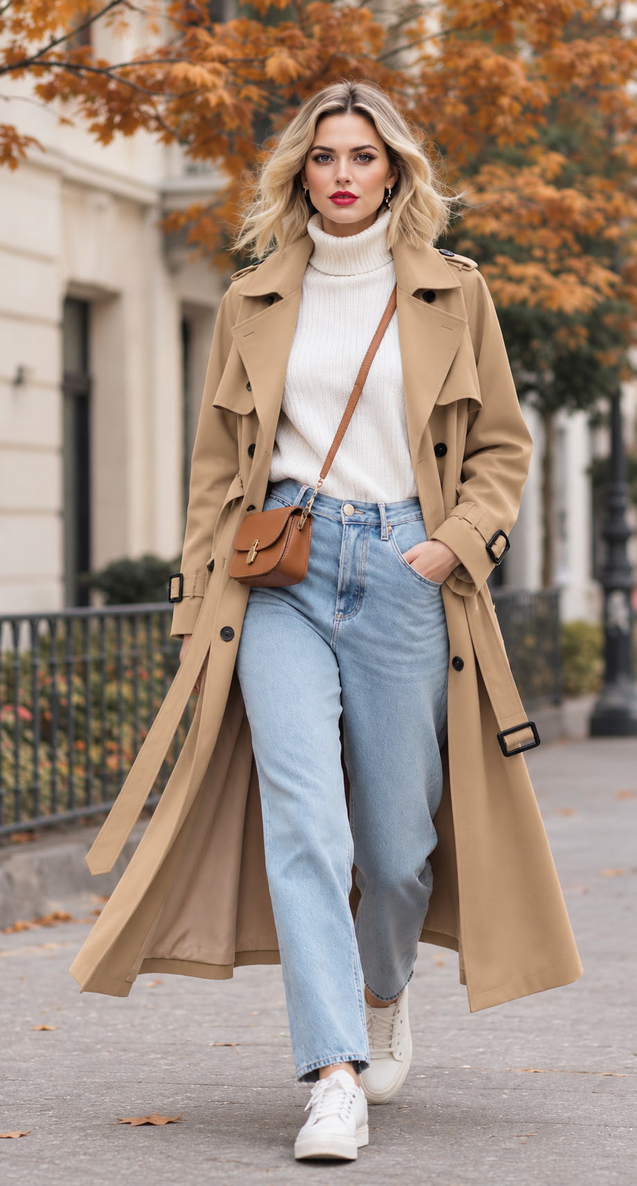 Noëlle | Dames trenchcoat met ceintuur en dubbele knoopsluiting