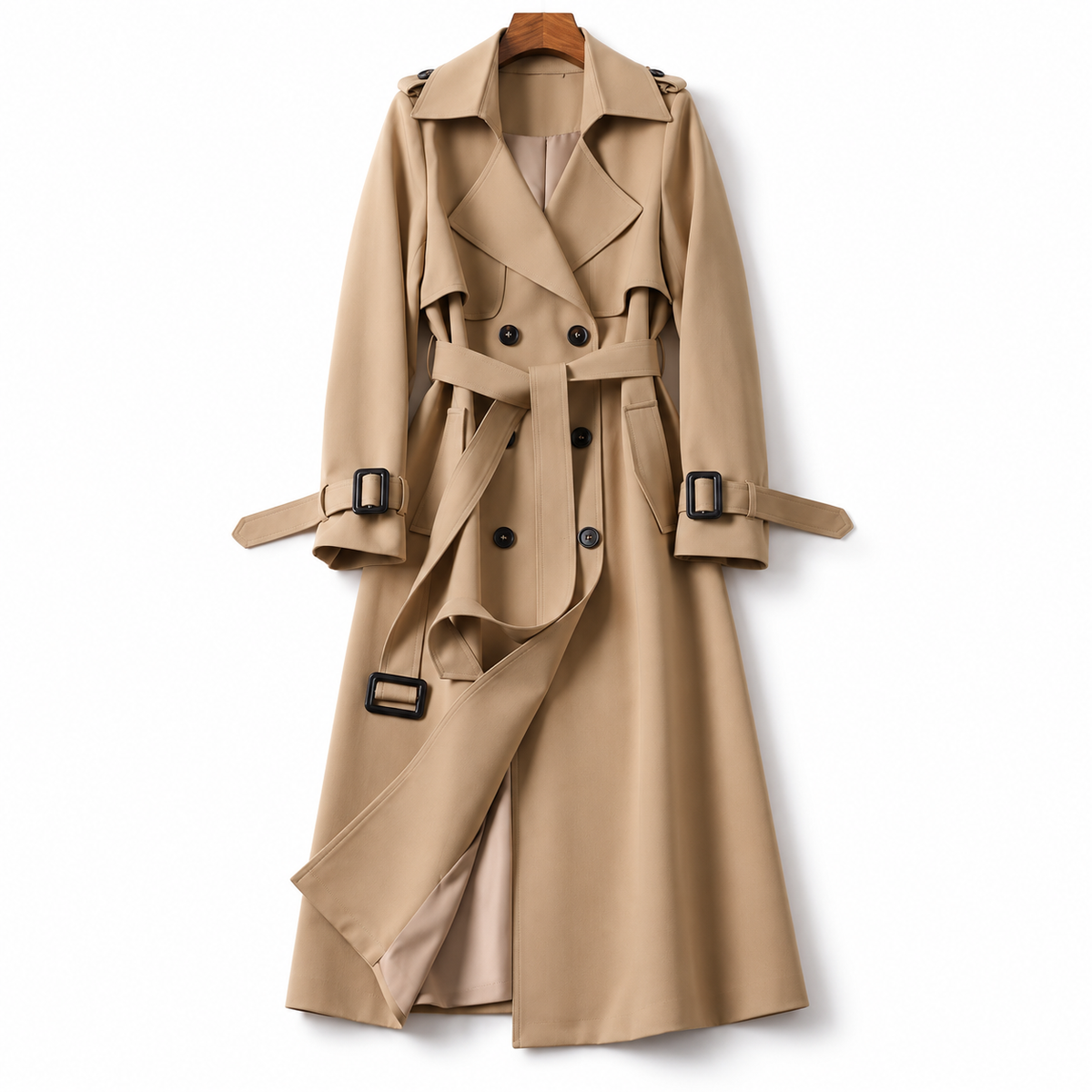 Noëlle | Dames trenchcoat met ceintuur en dubbele knoopsluiting