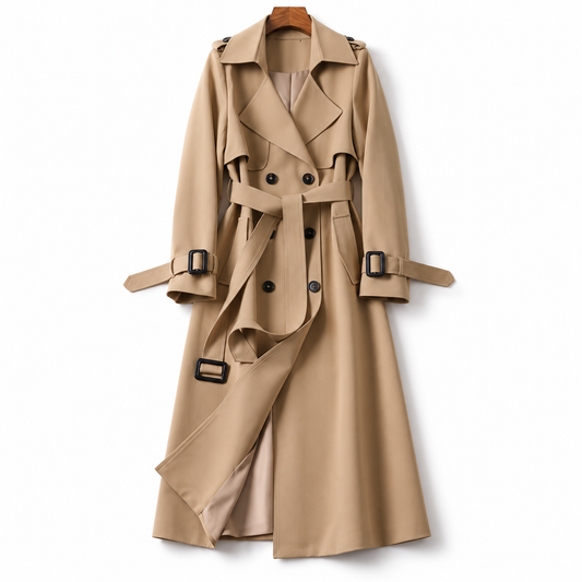 Noëlle | Dames trenchcoat met ceintuur en dubbele knoopsluiting