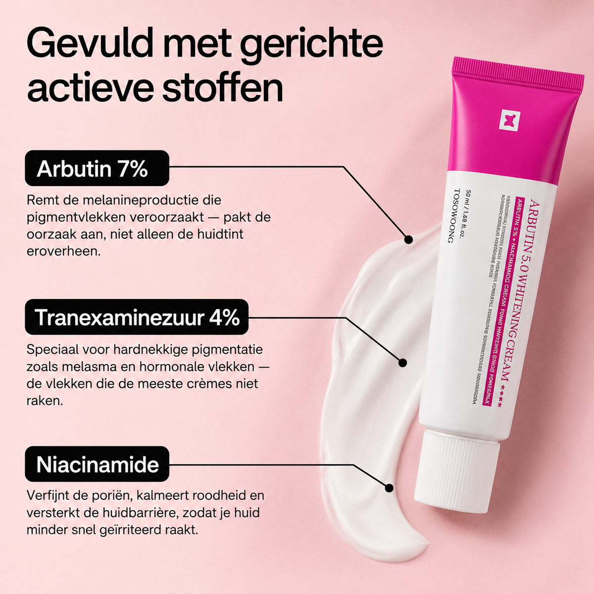 Tosowoong Arbutine 7% + tranexaminezuur 4% crème – 50 ml