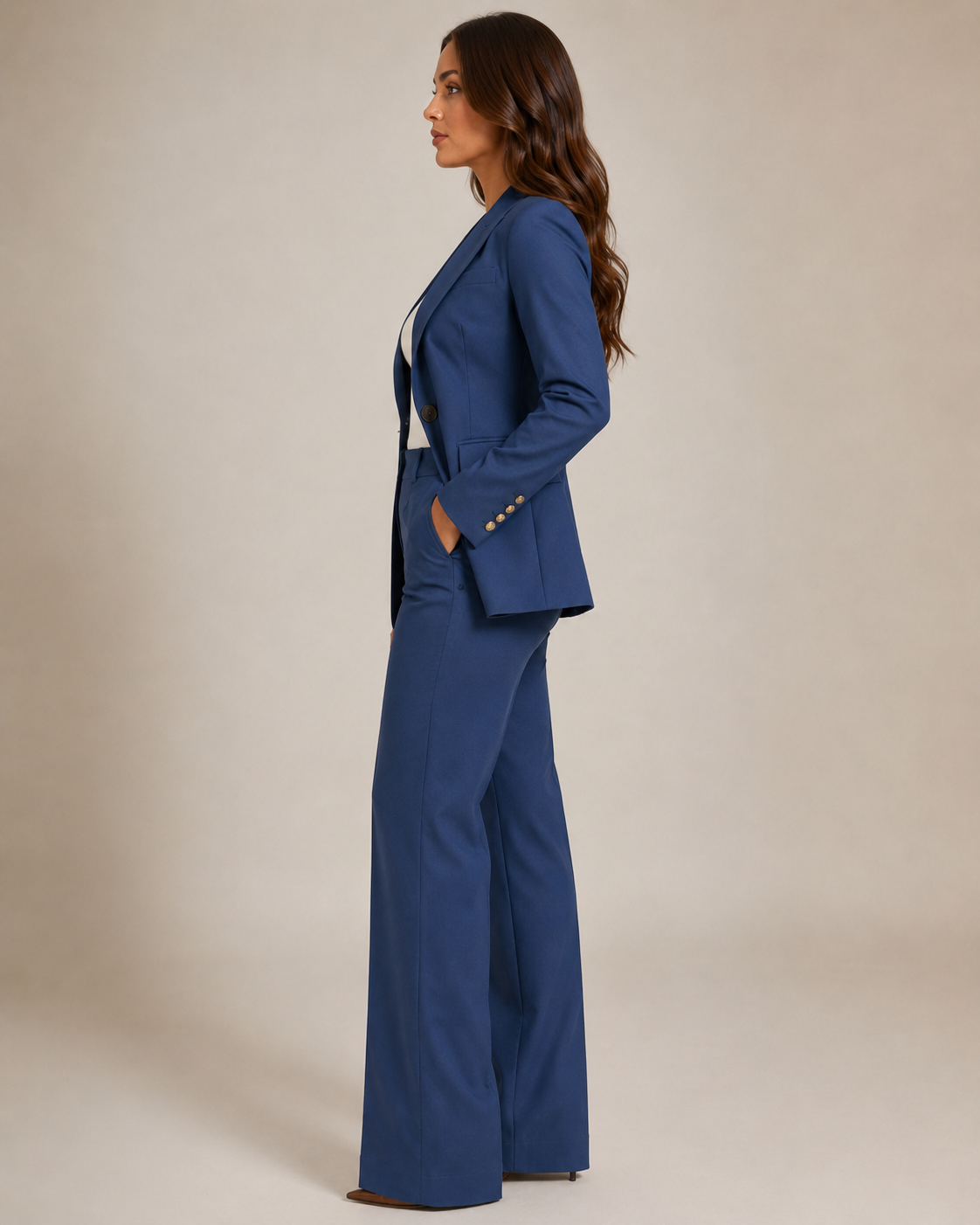 Getailleerd damespak met blazer en rechte broek | Valérie