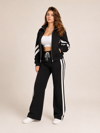 Joggingpak voor dames met kort vest en wijde broek | Irene