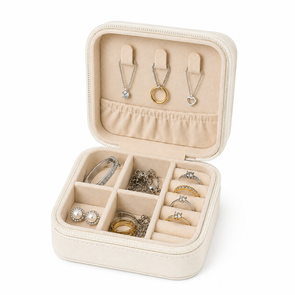 Compact Sieradendoosje met Rits – Reis Sieraden Organizer