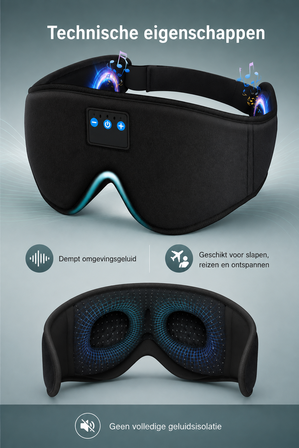 Slaapmasker met Bluetooth – 3D Oogmasker met Ingebouwde Koptelefoon