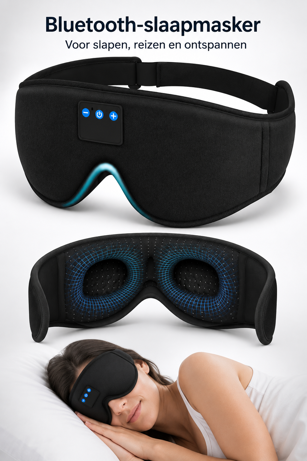 Slaapmasker met Bluetooth – 3D Oogmasker met Ingebouwde Koptelefoon