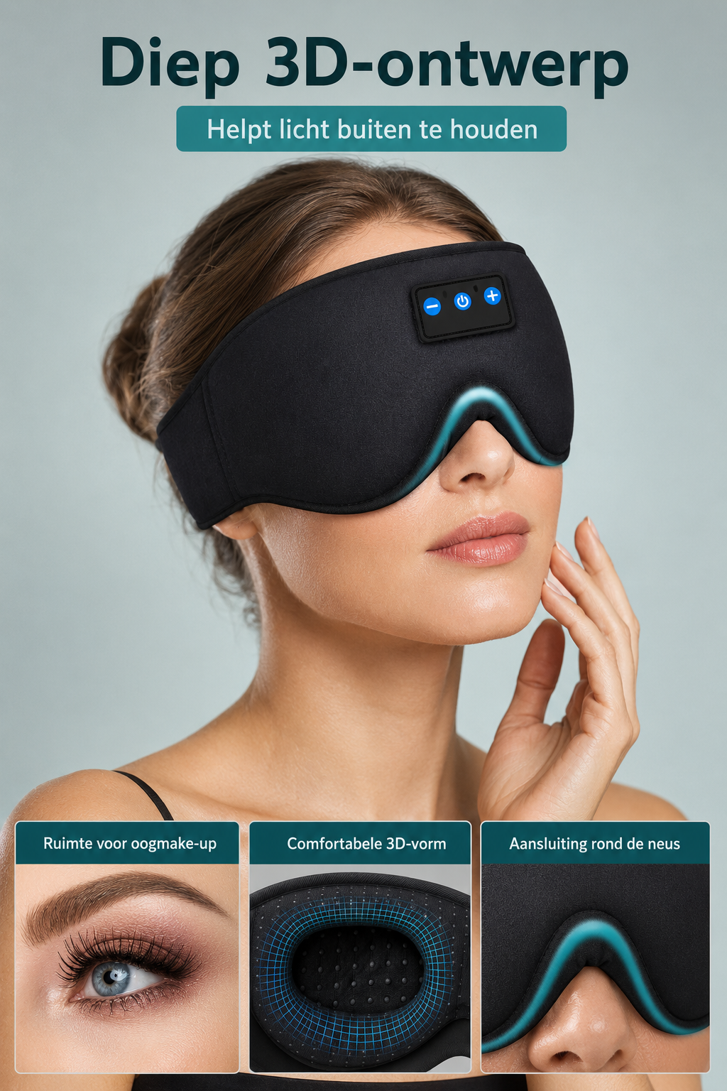 Slaapmasker met Bluetooth – 3D Oogmasker met Ingebouwde Koptelefoon