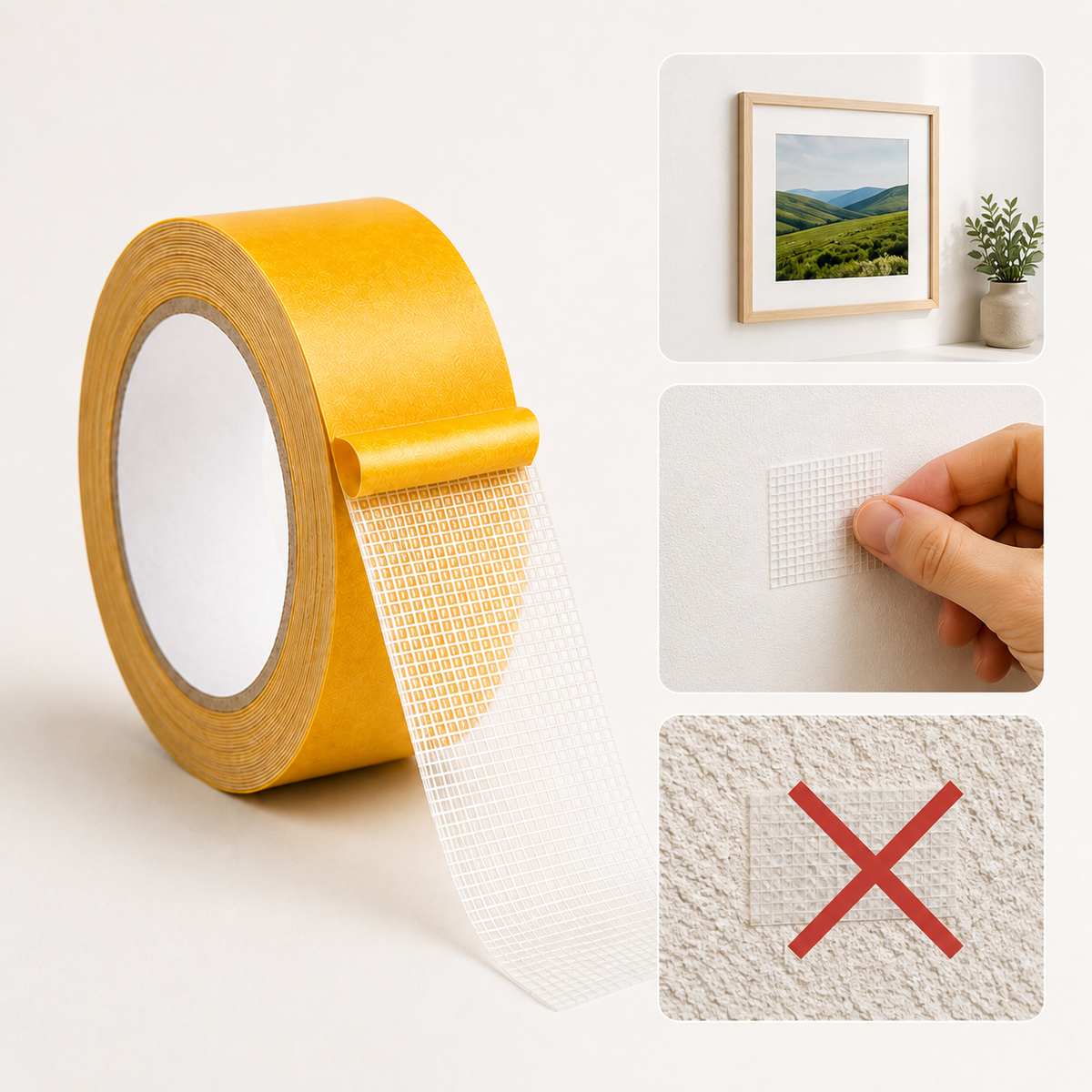 GripGrid™ Extra Sterke Dubbelzijdige Tapijttape met Gaas – 10 m × 3 cm
