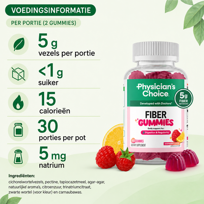 Vezels supplement | Vezel gummies met 5 g voedingsvezels | 60 gummies