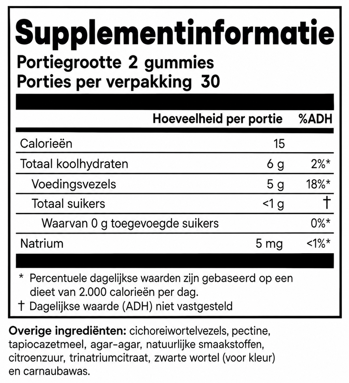 Vezels supplement | Vezel gummies met 5 g voedingsvezels | 60 gummies