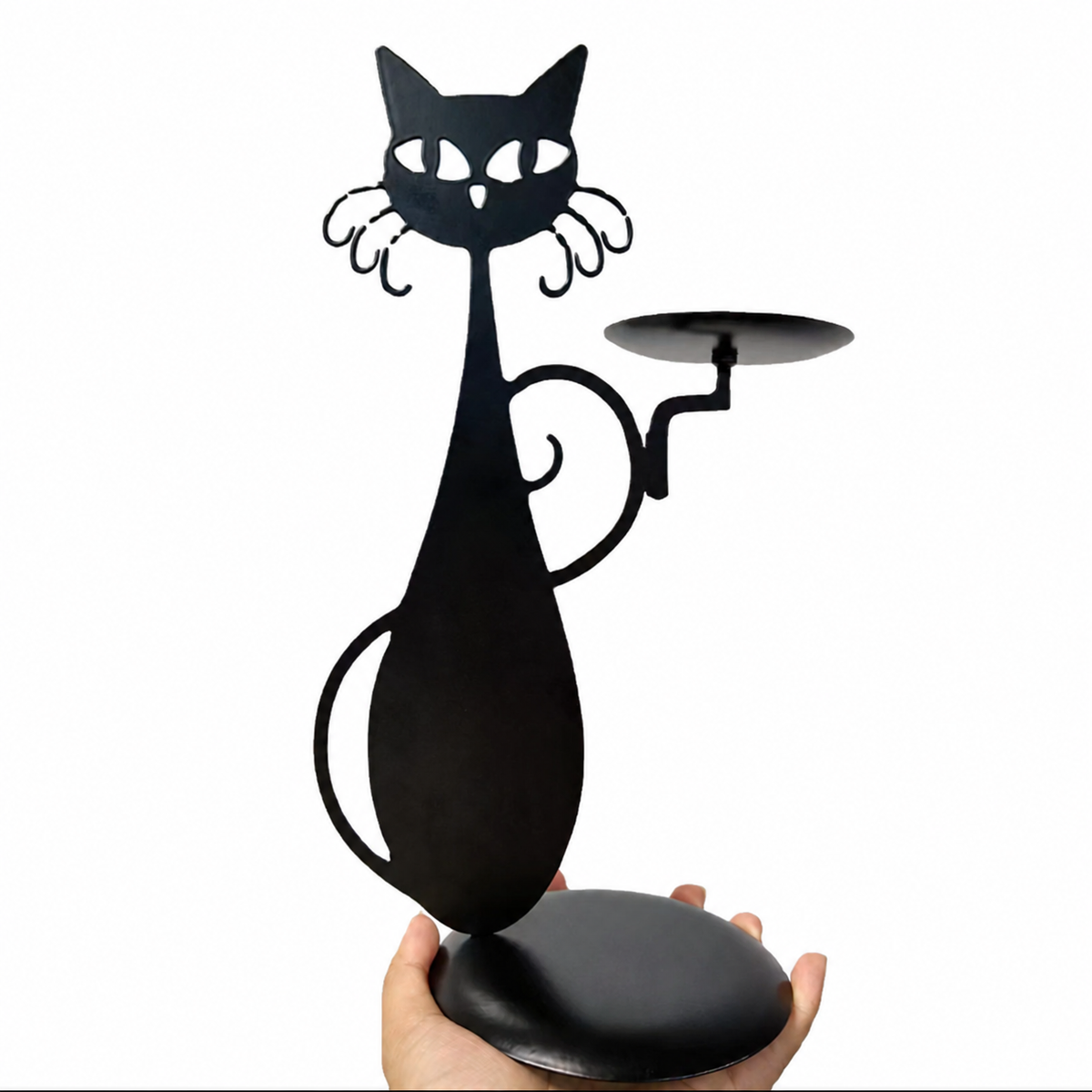 Kandelaar Zwarte Kat van Metaal