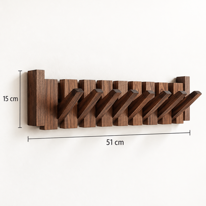 Clavis | Houten piano kapstok met inklapbare haken