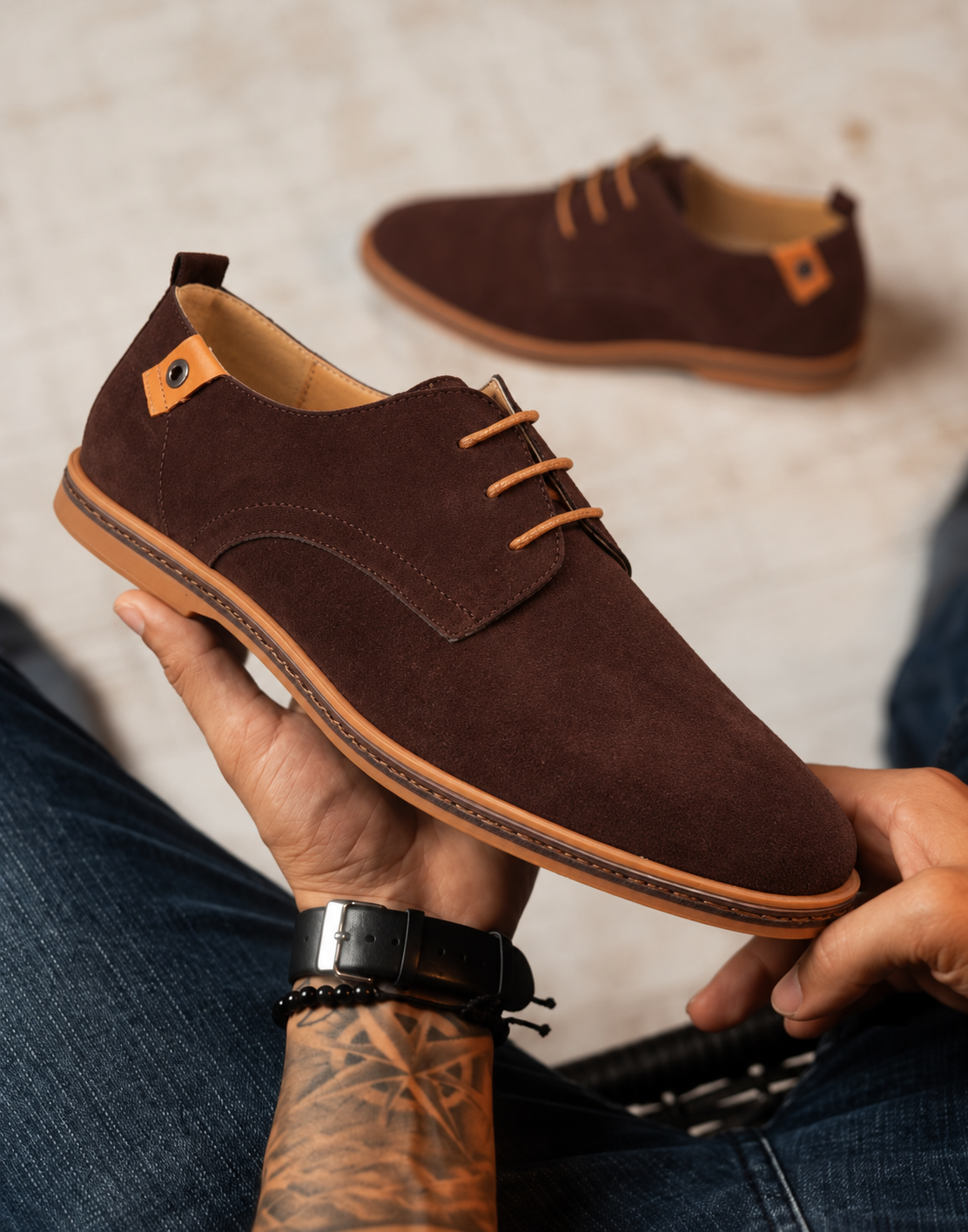 RubeX | Nette heren veterschoenen met suèdelook