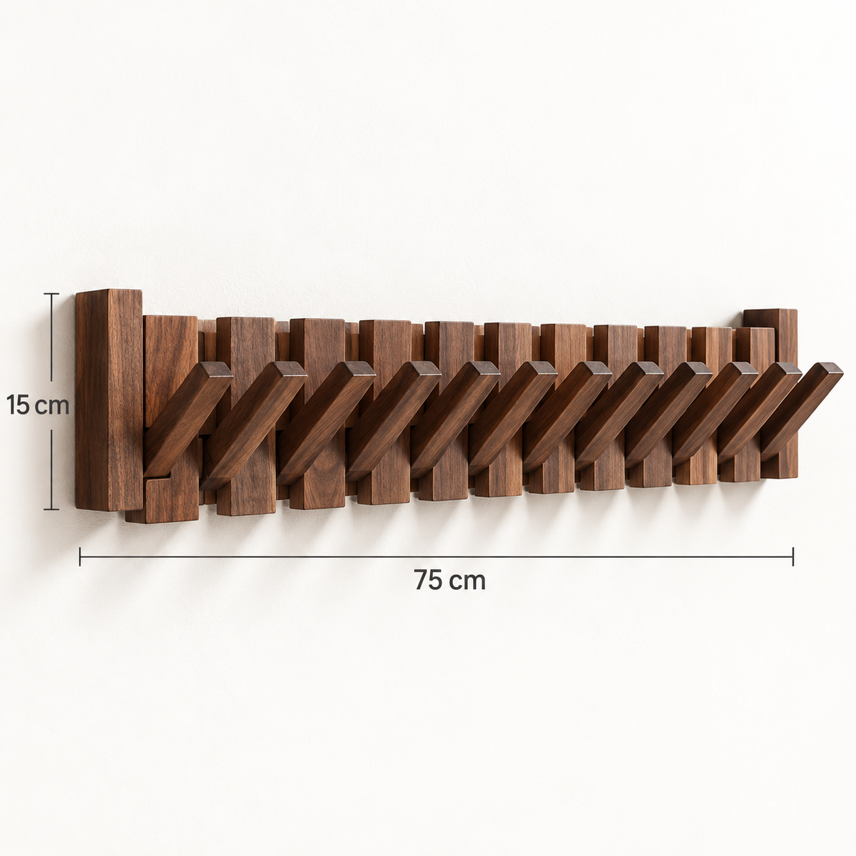 Clavis | Houten piano kapstok met inklapbare haken