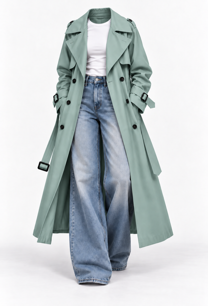 Noëlle | Dames trenchcoat met ceintuur en dubbele knoopsluiting