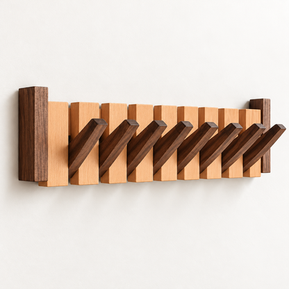 Clavis | Houten piano kapstok met inklapbare haken