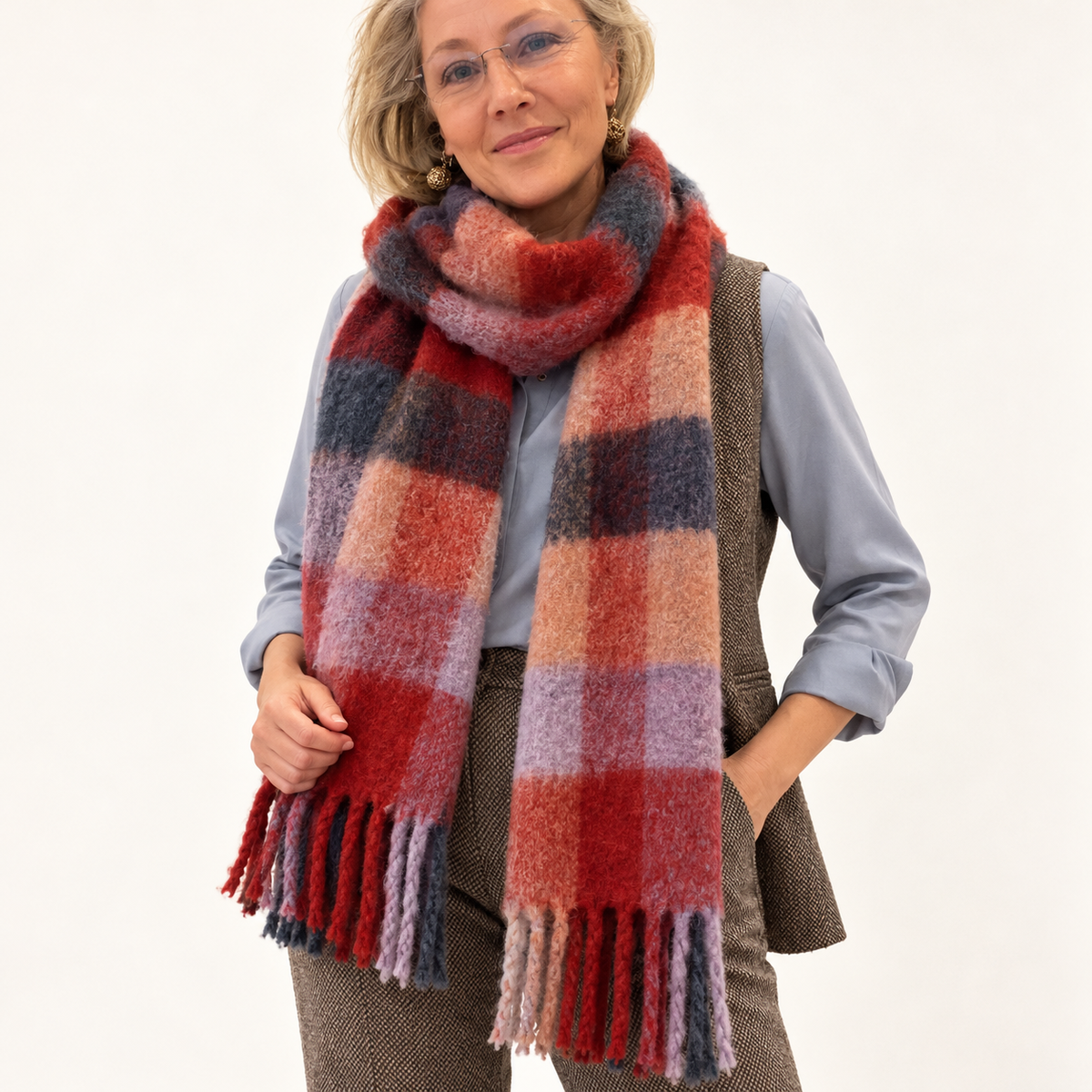 Solène | Grote kleurrijke wintersjaal voor dames