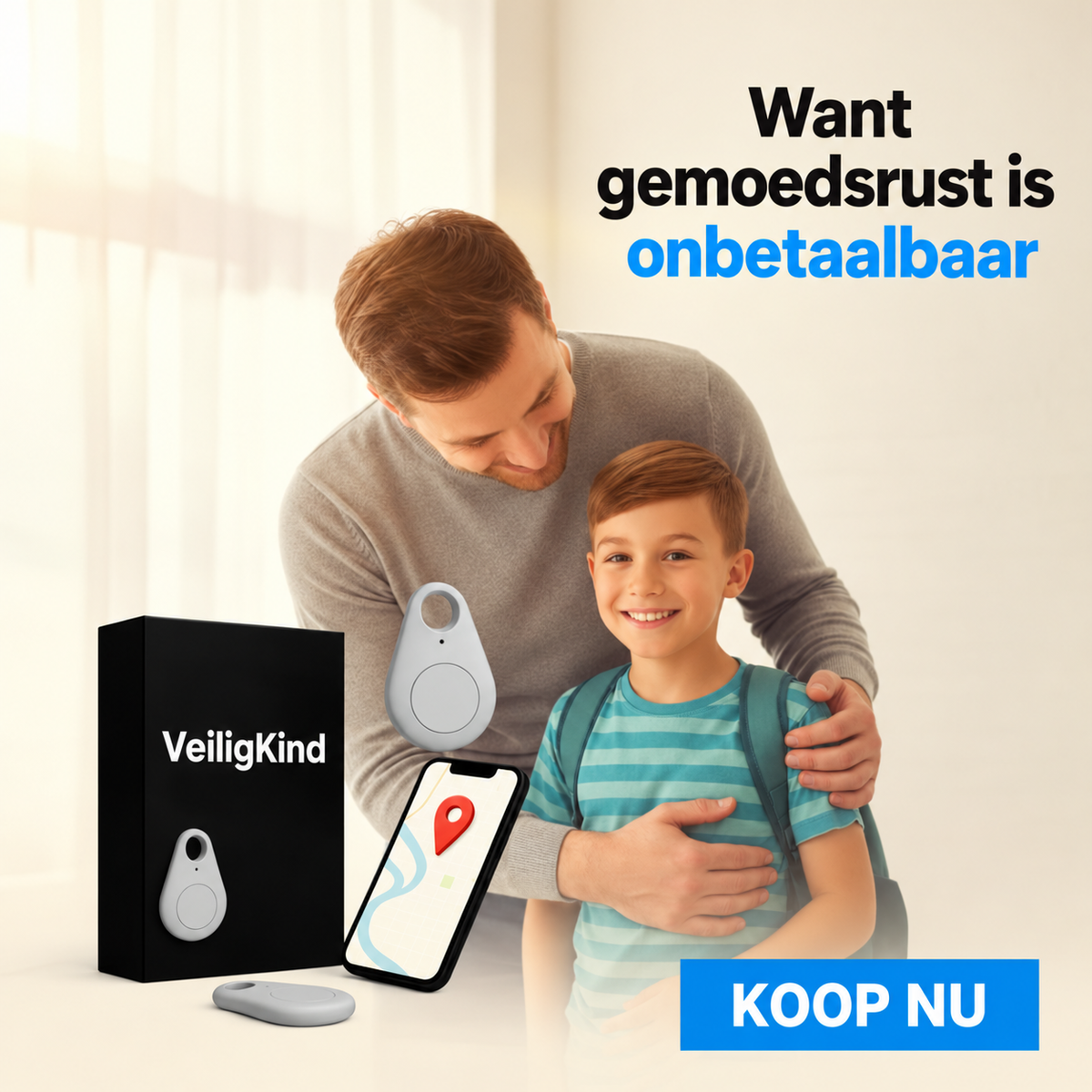 Mini Tracker met App | Voor Kinderrugzakken, Sleutels en Tassen | Klein, Licht en Makkelijk Mee te Nemen | BLYSARA