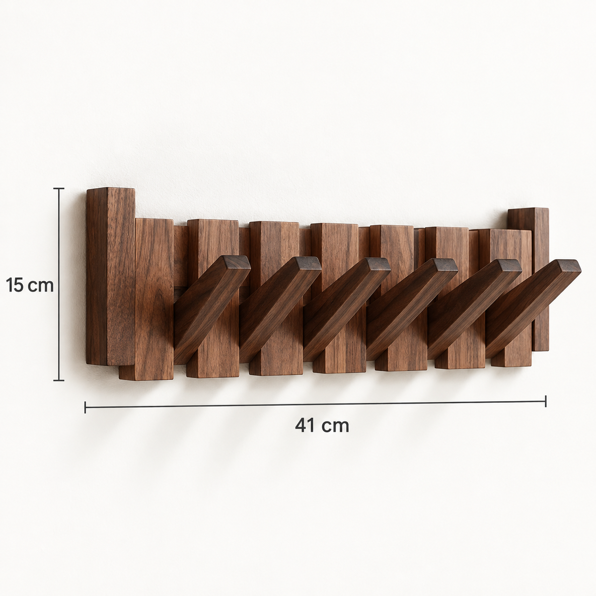 Clavis | Houten piano kapstok met inklapbare haken